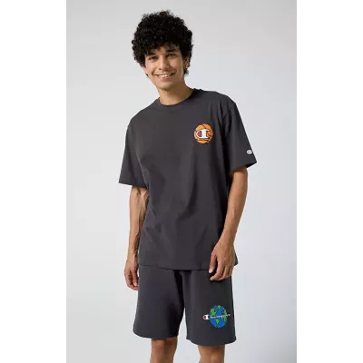 Bermuda homme CHAMPION gris foncé LONG BERMUDA avec logo imprimé et poches latérales