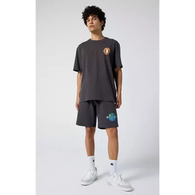 Bermuda homme CHAMPION gris foncé LONG BERMUDA avec logo imprimé et poches latérales