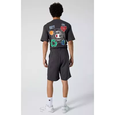 Bermuda homme CHAMPION gris foncé LONG BERMUDA avec logo imprimé et poches latérales
