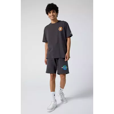 Bermuda homme CHAMPION gris foncé LONG BERMUDA avec logo imprimé et poches latérales