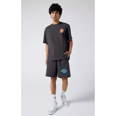Bermuda homme CHAMPION gris foncé LONG BERMUDA avec logo imprimé et poches latérales