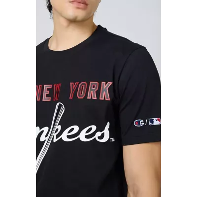 T-shirt homme CHAMPION MLB CREWNECK noir 100% coton col rond style casual
 219882-KK001