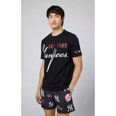 T-shirt homme CHAMPION MLB CREWNECK noir 100% coton col rond style casual
 219882-KK001