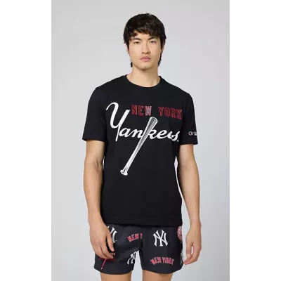 T-shirt homme CHAMPION MLB CREWNECK noir 100% coton col rond style casual
 219882-KK001
