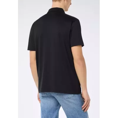 Polo homme CHAMPION noir en coton stretch avec coupe confortable 219766-KK001
