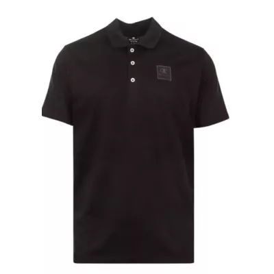 Polo homme CHAMPION noir en coton stretch avec coupe confortable 219766-KK001