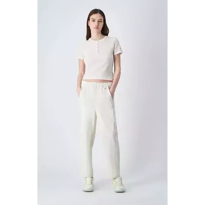 T-shirt femme CHAMPION beige col rond en coton mélangé style casual confortable E10013-YS137