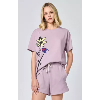 Bermuda femme CHAMPION violet en coton mélangé style décontracté E10009-PS162
