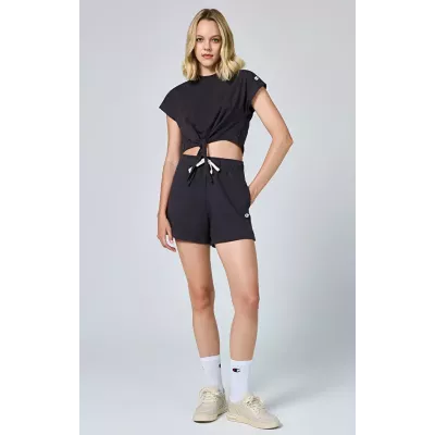 Bermuda femme CHAMPION noir en coton mélangé coupe confortable style casual E10009-ES503