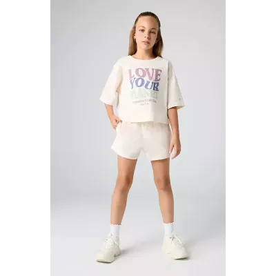 Short fille CHAMPION beige 100% coton style casual confortable 404973-YS137