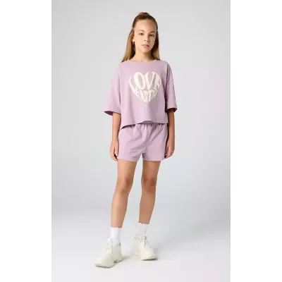 Short fille CHAMPION violet 100% coton coupe confortable 404973-PS162