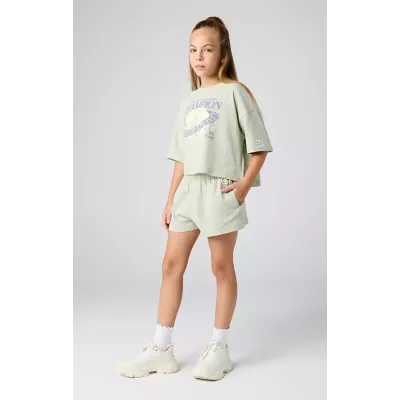Short fille CHAMPION vert 100% coton coupe confortable style casual 404973-GS072