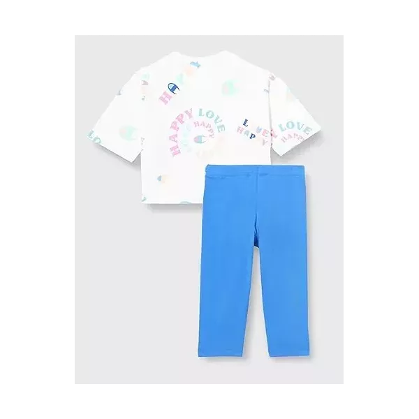 ENSEMBLE FILLE T-SHIRT & PANTACOURT BLANC & BLEU