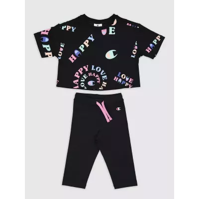 Ensemble fille CHAMPION noir 100% coton tenue confortable style sportswear 404968-KL001