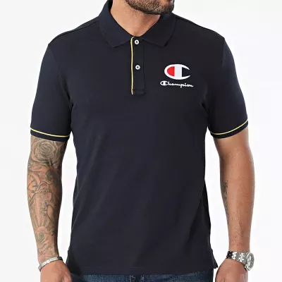 Polo homme CHAMPION bleu marine en coton piqué style casual chic
