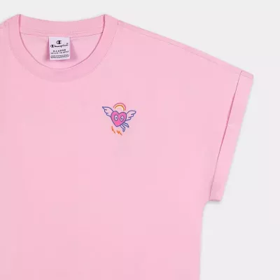 champion CREWNECK T-SHIRT FILLE ROSE 404932-PS013