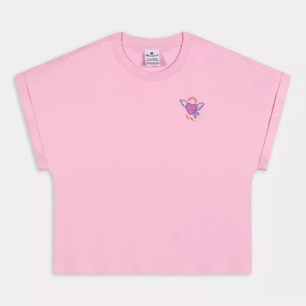 CREWNECK T-SHIRT FILLE ROSE