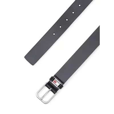 Ceinture homme Tommy Jeans SCANTON AM0AM12045-BDS en cuir noir largeur 3,5 cm 100% cuir