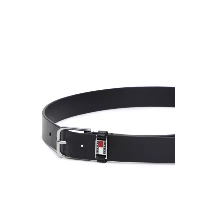 Ceinture homme Tommy Jeans SCANTON AM0AM12045-BDS en cuir noir largeur 3,5 cm 100% cuir