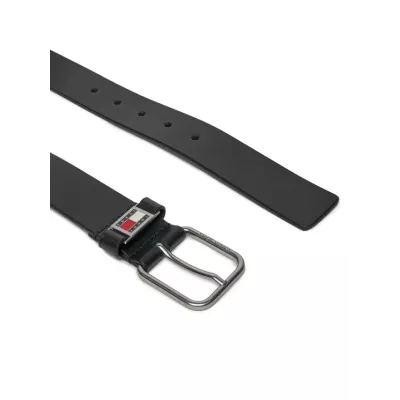 Ceinture homme Tommy Jeans SCANTON AM0AM12045-BDS en cuir noir largeur 3,5 cm 100% cuir