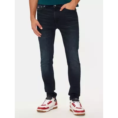 Jean homme Tommy Jeans SIMON SKINNY FIT DM0DM20419-1BK bleu marine en denim stretch coupe skinny ajustée moderne