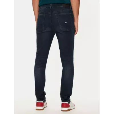 Jean homme Tommy Jeans SIMON SKINNY FIT DM0DM20419-1BK bleu marine en denim stretch coupe skinny ajustée moderne