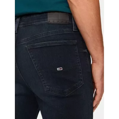 Jean homme Tommy Jeans SIMON SKINNY FIT DM0DM20419-1BK bleu marine en denim stretch coupe skinny ajustée moderne