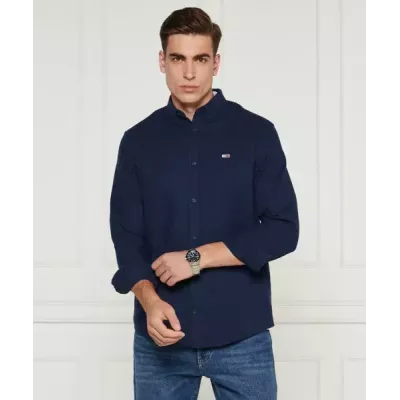 Chemise homme Tommy Jeans GRINDLE FLANNEL SHIRT DM0DM20460-C1G bleu marine en coton avec col boutonné manches longues