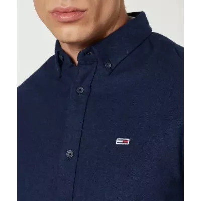 Chemise homme Tommy Jeans GRINDLE FLANNEL SHIRT DM0DM20460-C1G bleu marine en coton avec col boutonné manches longues