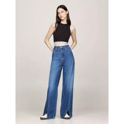 Brassière femme Tommy Jeans LOGO TAPING CUT OUT BRALETTE DW0DW18809-BDS noire avec dos découpé et bande logo