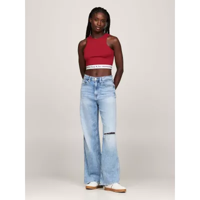 Brassière femme Tommy Jeans LOGO TAPING CUT OUT BRALETTE DW0DW18809-BDS noire avec dos découpé et bande logo