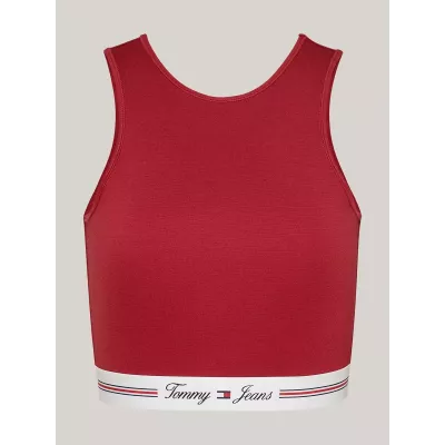 Brassière femme Tommy Jeans LOGO TAPING CUT OUT BRALETTE DW0DW18809-BDS noire avec dos découpé et bande logo