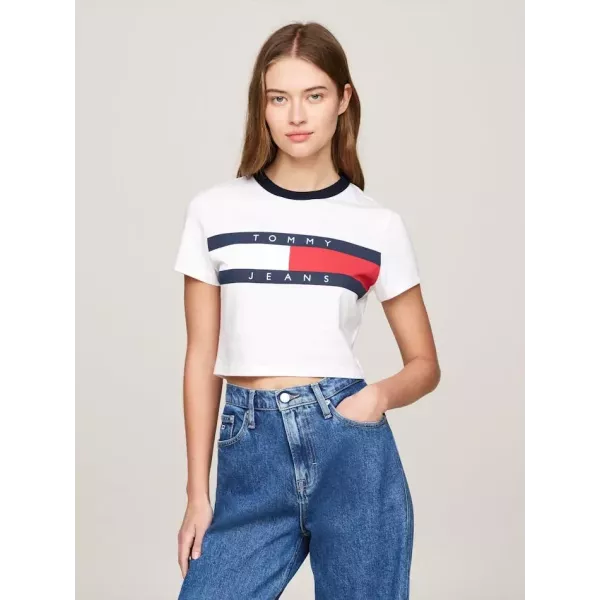 T-SHIRT FEMME CROPPED SLIM BLANC