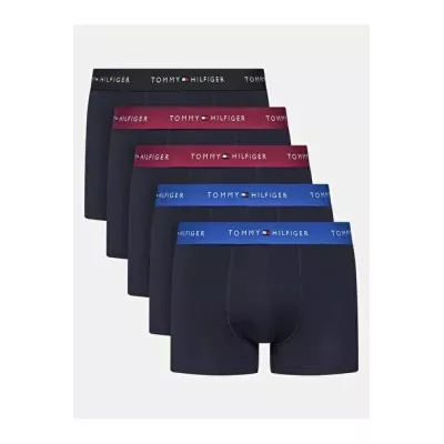 Pack de 5 boxers homme Tommy Hilfiger CONTRAST LOGO WAISTBAND UM0UM03061-0T5 multicolore avec ceinture logo contrastée