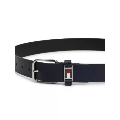 Ceinture homme Tommy Jeans SCANTON AM0AM12045-C1G en cuir bleu marine largeur 3,5 cm 100% cuir