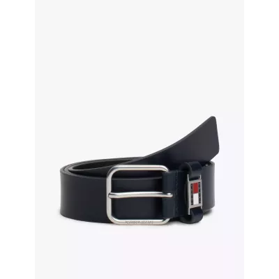 Ceinture homme Tommy Jeans SCANTON AM0AM12045-C1G en cuir bleu marine largeur 3,5 cm 100% cuir