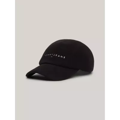 Casquette Tommy Jeans LINEAR LOGO FLEECE AM0AM12660-BDS noire en polaire stretch avec logo brodé tour de tête 58 cm