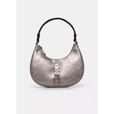 Sac bandoulière Tommy Jeans CITY BOLD SHOULD AW0AW16508-0IM argent avec fermeture zippée dimensions 26x7,5x22 cm
