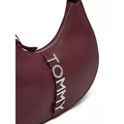 Sac bandoulière Tommy Jeans CITY BOLD SHOULD AW0AW16510-VLP bordeaux avec compartiment zippé dimensions 26x7,5x22 cm
