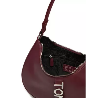 Sac bandoulière Tommy Jeans CITY BOLD SHOULD AW0AW16510-VLP bordeaux avec compartiment zippé dimensions 26x7,5x22 cm