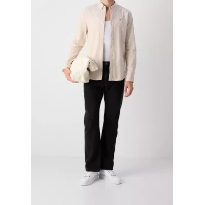 Chemise Tommy Jeans SLIM STRETCH OXFORD DM0DM09594-AB9 beige en coton Oxford bio extensible coupe ajustée