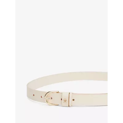 Ceinture Tommy Hilfiger ESSENTIAL TH MONOGRAM LEATHER AW0AW16836-AA8 beige en cuir avec boucle métallique largeur 2,5 cm