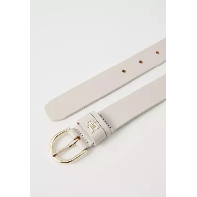 Ceinture Tommy Hilfiger ESSENTIAL TH MONOGRAM LEATHER AW0AW16836-AA8 beige en cuir avec boucle métallique largeur 2,5 cm