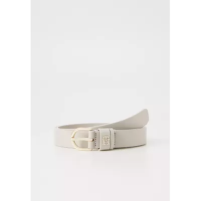 Ceinture Tommy Hilfiger ESSENTIAL TH MONOGRAM LEATHER AW0AW16836-AA8 beige en cuir avec boucle métallique largeur 2,5 cm