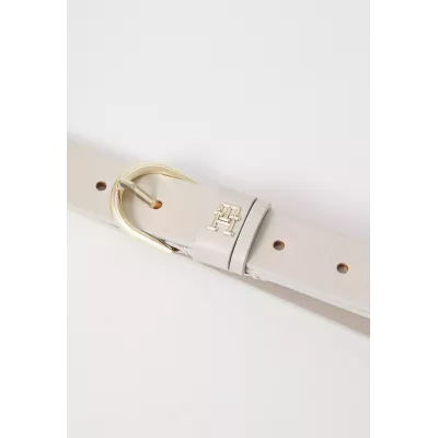 Ceinture Tommy Hilfiger ESSENTIAL TH MONOGRAM LEATHER AW0AW16836-AA8 beige en cuir avec boucle métallique largeur 2,5 cm