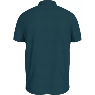 Polo homme Tommy Jeans SLIM PLACKET POLO DM0DM18312-CWG vert en coton piqué coupe slim avec écusson poitrine