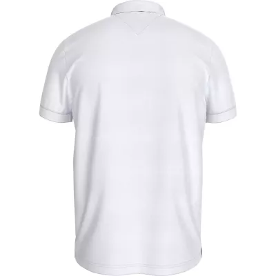 Polo homme Tommy Jeans SLIM PLACKET POLO DM0DM18312-YBR blanc en coton piqué coupe slim avec écusson poitrine