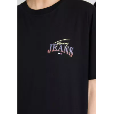 T-shirt homme Tommy Jeans DIAMOND FIT REGULAR DM0DM18520-BDS noir en coton 100 % coupe regular col rond