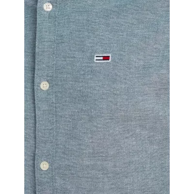 Chemise Tommy Jeans SLIM STRETCH OXFORD DM0DM09594-CWG bleue en coton Oxford bio extensible coupe ajustée