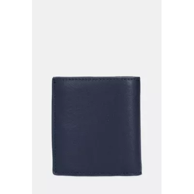 Portefeuille Tommy Jeans HERITAGE LEATHER AM0AM12923-C1G bleu marine en cuir avec compartiments cartes billets monnaie